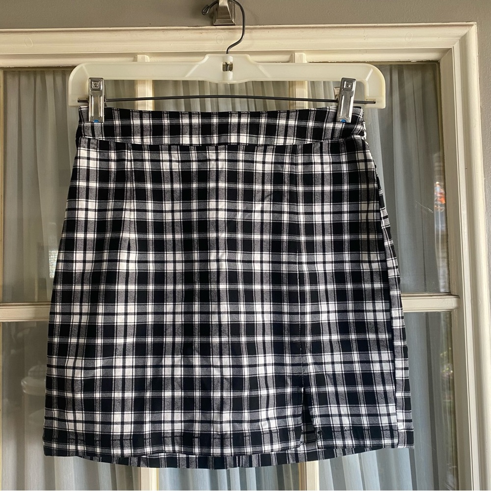 Garage Plaid Black and White Mini Skirt